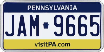 PA license plate JAM9665