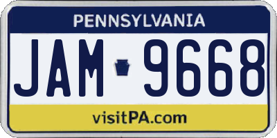 PA license plate JAM9668