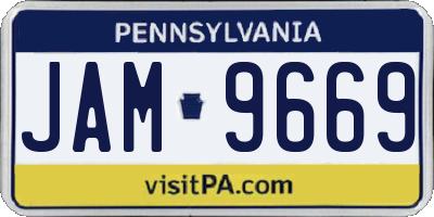 PA license plate JAM9669