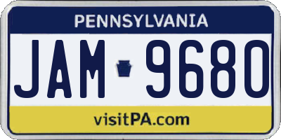 PA license plate JAM9680