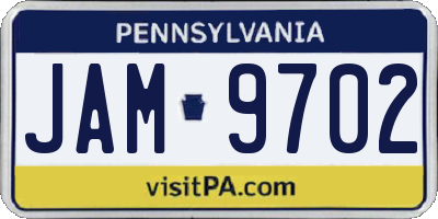 PA license plate JAM9702
