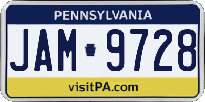 PA license plate JAM9728