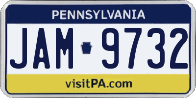 PA license plate JAM9732