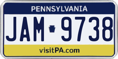 PA license plate JAM9738
