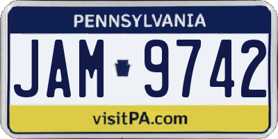 PA license plate JAM9742