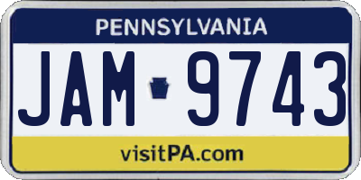 PA license plate JAM9743