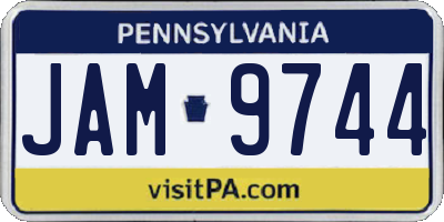 PA license plate JAM9744