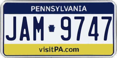 PA license plate JAM9747