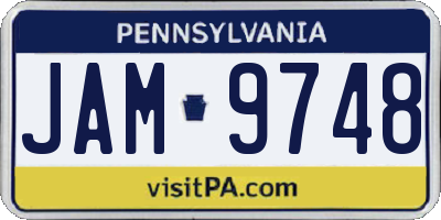 PA license plate JAM9748