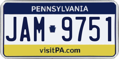 PA license plate JAM9751