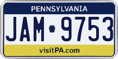 PA license plate JAM9753