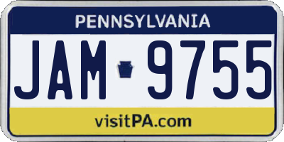 PA license plate JAM9755