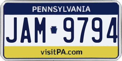 PA license plate JAM9794