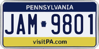 PA license plate JAM9801