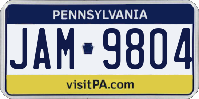 PA license plate JAM9804
