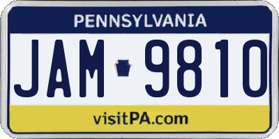 PA license plate JAM9810