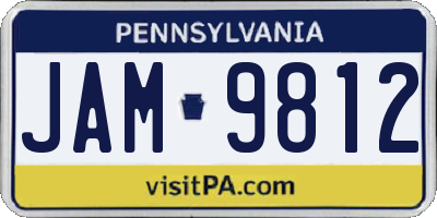 PA license plate JAM9812