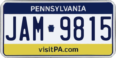 PA license plate JAM9815