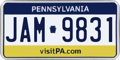 PA license plate JAM9831