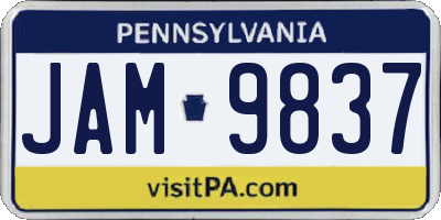 PA license plate JAM9837