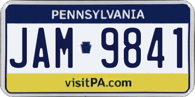 PA license plate JAM9841