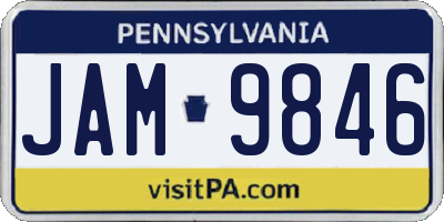 PA license plate JAM9846