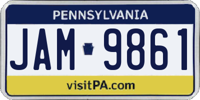 PA license plate JAM9861