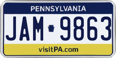 PA license plate JAM9863