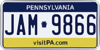 PA license plate JAM9866
