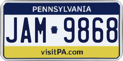 PA license plate JAM9868