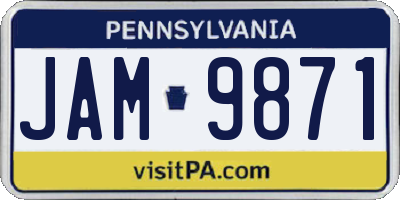PA license plate JAM9871