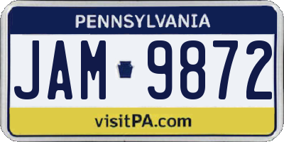 PA license plate JAM9872