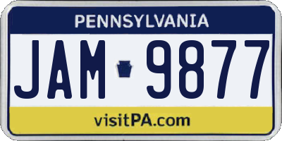 PA license plate JAM9877