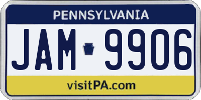 PA license plate JAM9906