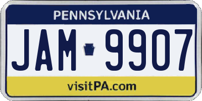 PA license plate JAM9907
