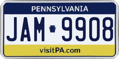 PA license plate JAM9908