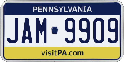 PA license plate JAM9909
