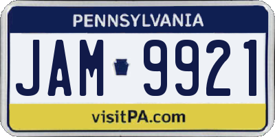 PA license plate JAM9921