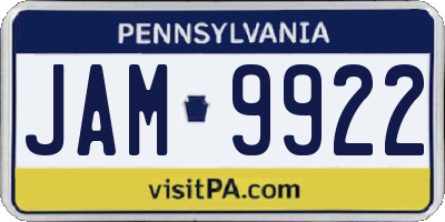 PA license plate JAM9922