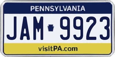 PA license plate JAM9923