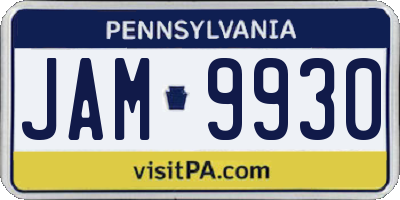PA license plate JAM9930