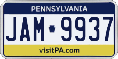 PA license plate JAM9937
