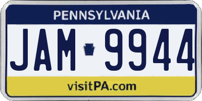 PA license plate JAM9944