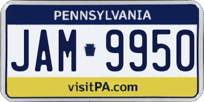 PA license plate JAM9950