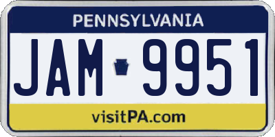 PA license plate JAM9951