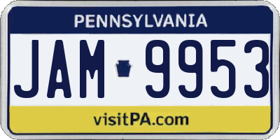 PA license plate JAM9953