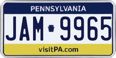 PA license plate JAM9965