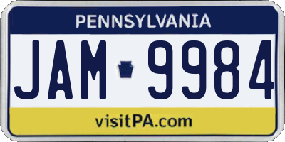 PA license plate JAM9984