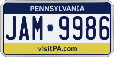 PA license plate JAM9986