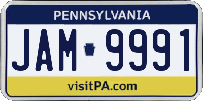 PA license plate JAM9991